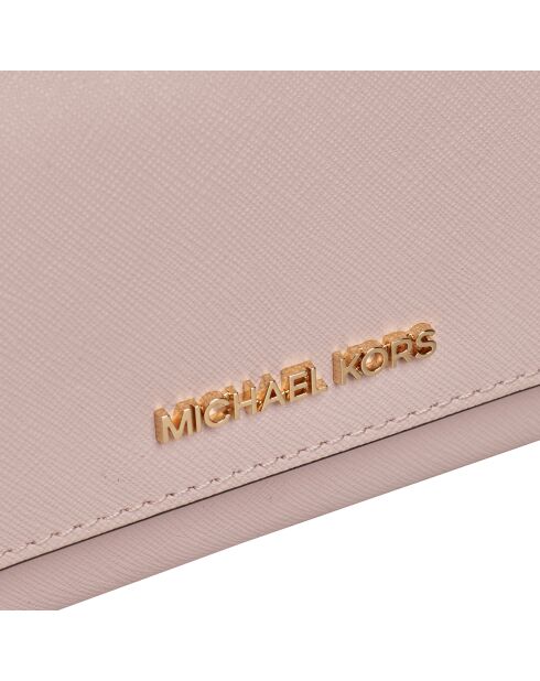 Portefeuille long en cuir Jet Set Travel rose - 19.7x9.5 cm