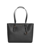 Bolso 3 en 1 Charlotte de piel negra, 28 x 34 x 9 cm