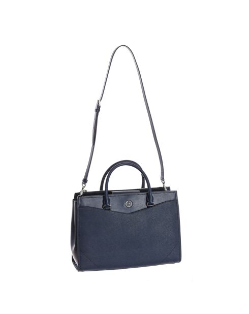 Bolso Everly de piel azul marino - 29x21x10 cm