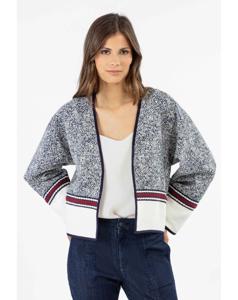 Casey blaue gesteppte Jacquard-Baumwolljacke