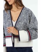 Casey blaue gesteppte Jacquard-Baumwolljacke