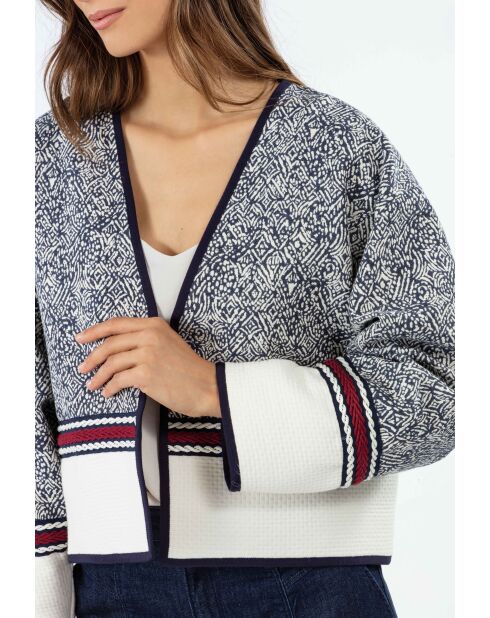 Casey blaue gesteppte Jacquard-Baumwolljacke