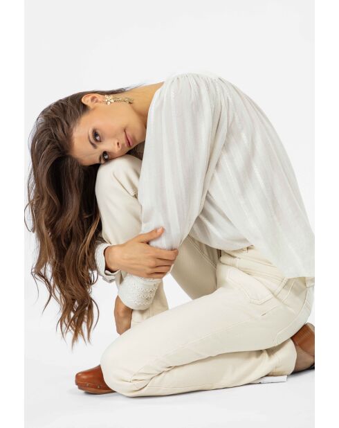 Strukturierte Bluse Avery in Beige