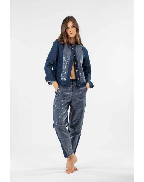 Stan blaue Baumwolljeans mit Pailletten