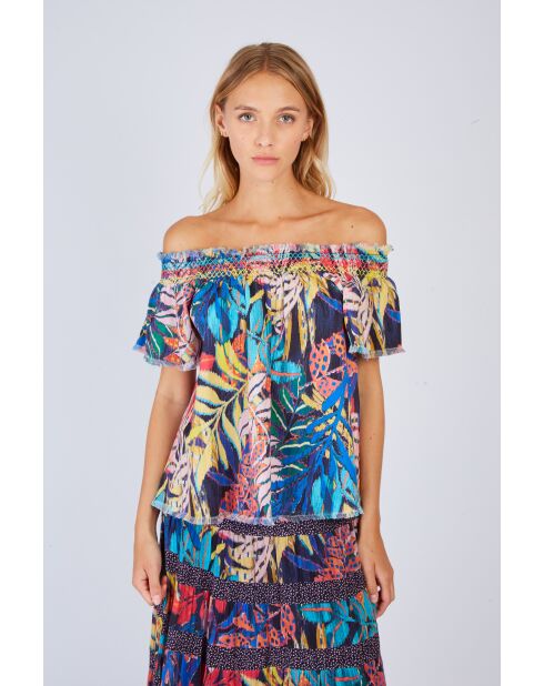 Blusa Lisbonne in cotone blu