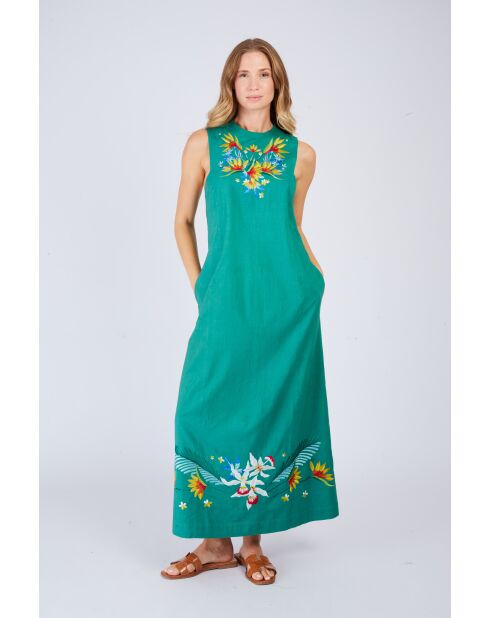 Robe en coton Cardamone verte