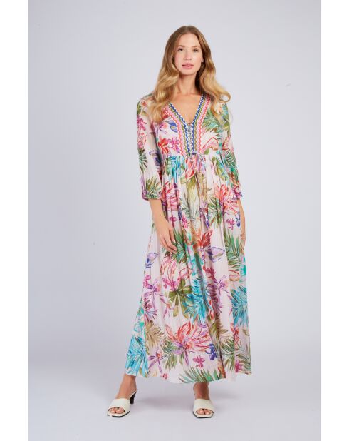 Robe en coton Pivoine rose/nude