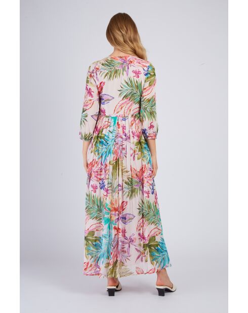 Robe en coton Pivoine rose/nude