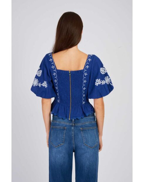 Blouse en coton Barcelone bleue