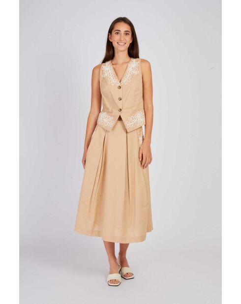 Jupe en lin Agen beige