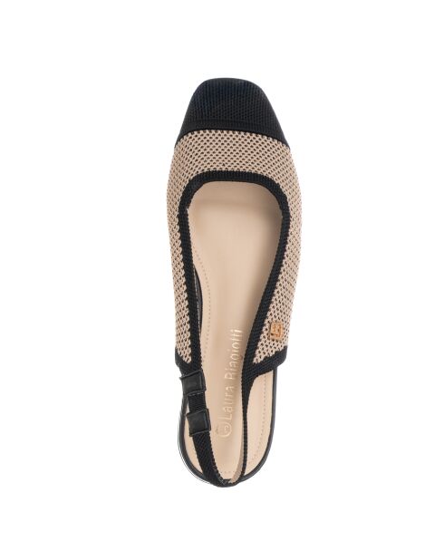 Beigefarbene Ballerinas Angie aus Textilleder