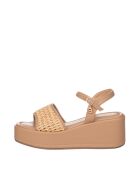 Sandales Fanny en cuir raffia sable - Talon : 7 cm