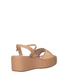 Sandales Fanny en cuir raffia sable - Talon : 7 cm