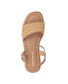 Sandales Fanny en cuir raffia sable - Talon : 7 cm