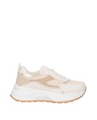 Violette Sneakers aus elfenbeinfarbenem Leder