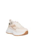 Violette Sneakers aus elfenbeinfarbenem Leder