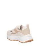 Violette Sneakers aus elfenbeinfarbenem Leder