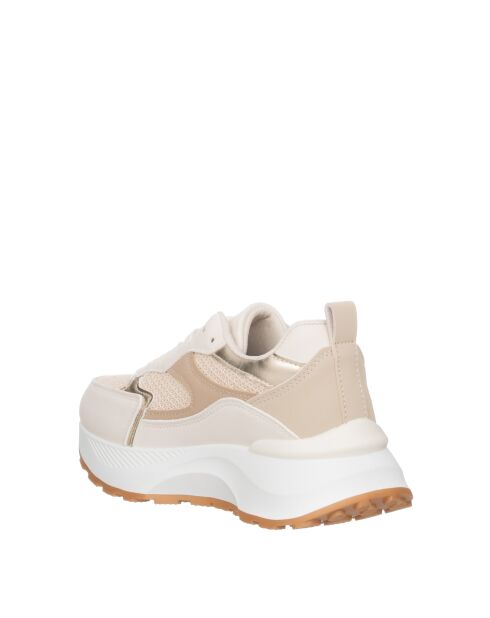 Violette Sneakers aus elfenbeinfarbenem Leder