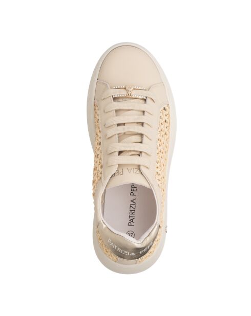 Sneakers Célestine en cuir beige platinum