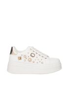 Sneakers Nathan en cuir blanc or