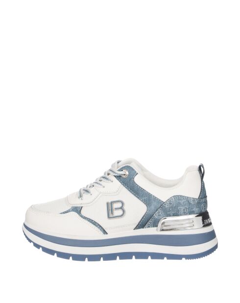 Sneakers Antoine in pelle bianca blu