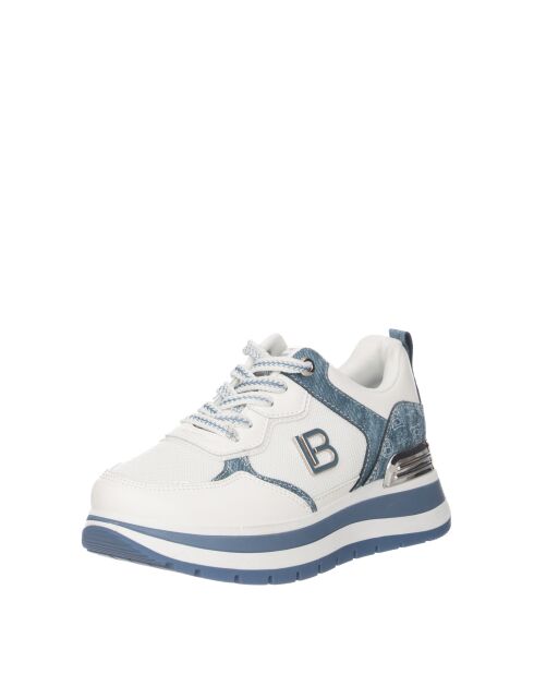 Sneakers Antoine in pelle bianca blu