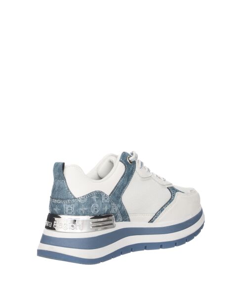 Sneakers Antoine in pelle bianca blu