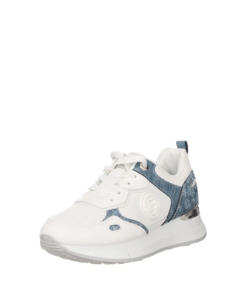 Zapatillas Louis de piel azul blanca