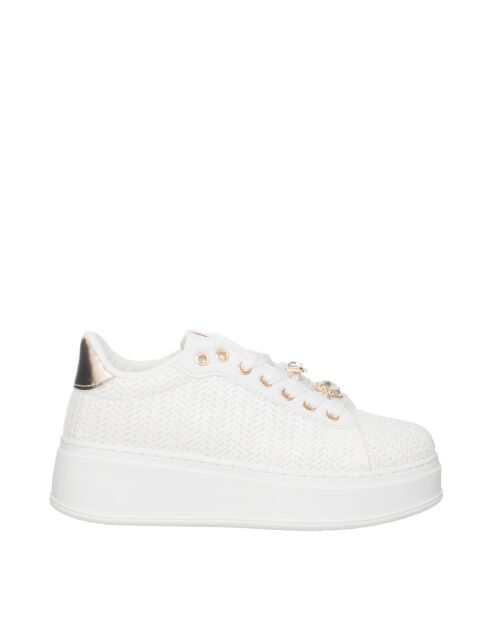 Sneakers Juliette en cuir raffia blanc