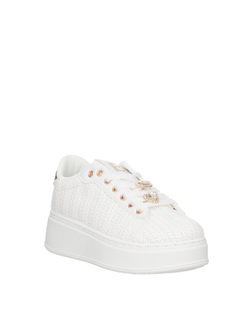 Sneakers Juliette en cuir raffia blanc