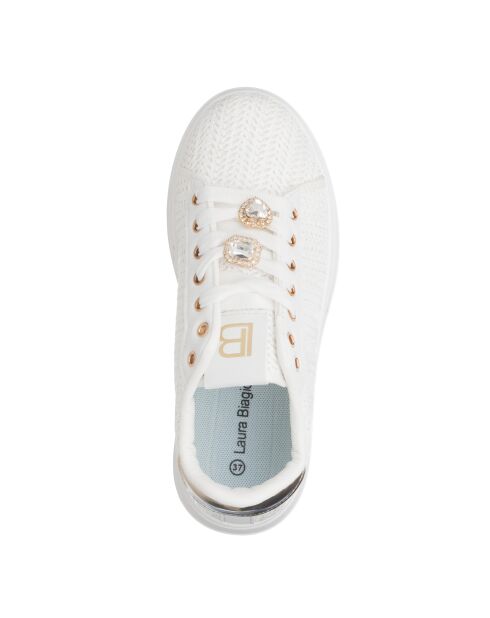 Sneakers Juliette en cuir raffia blanc