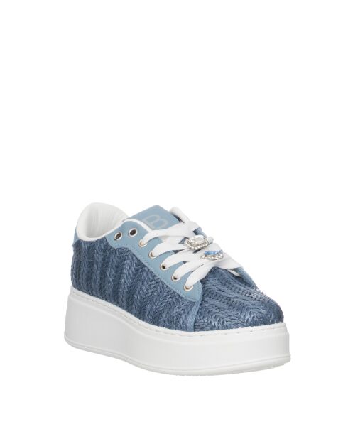 Axel blauwe sneakers van raffia-leer