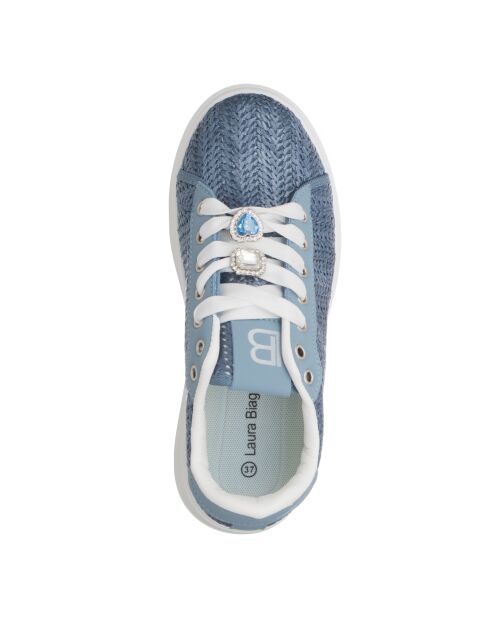 Axel blauwe sneakers van raffia-leer