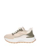 Sneakers Romain en cuir nubuk beige/vert