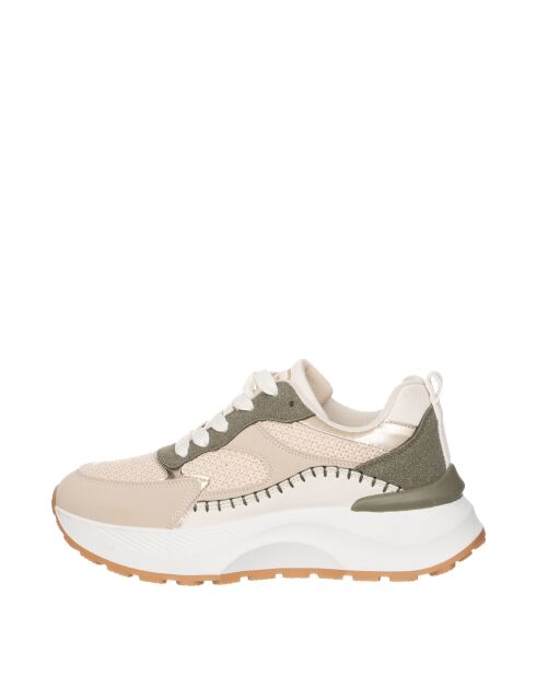 Zapatillas Romain de piel nobuk beige/verde