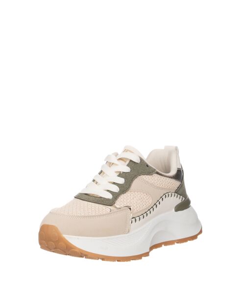 Zapatillas Romain de piel nobuk beige/verde
