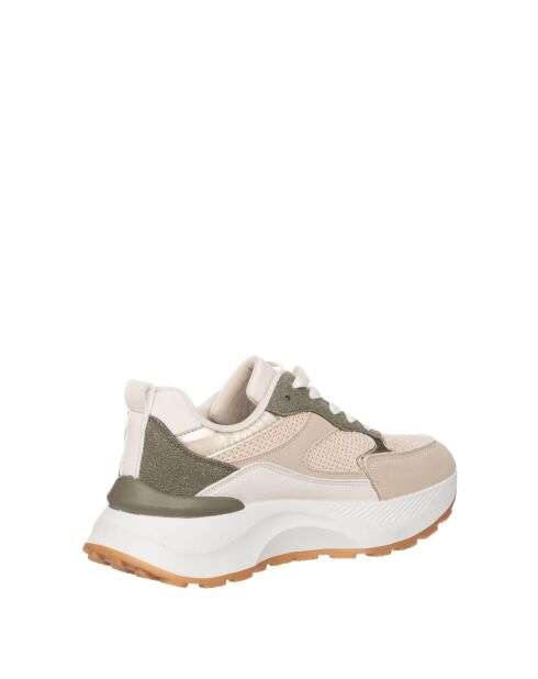 Zapatillas Romain de piel nobuk beige/verde