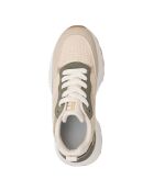Sneakers Romain en cuir nubuk beige/vert