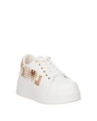 Julie sneakers van beige en wit leer