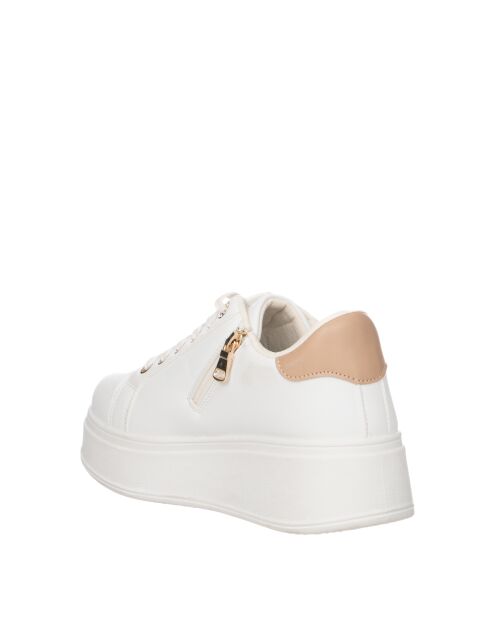 Julie sneakers van beige en wit leer