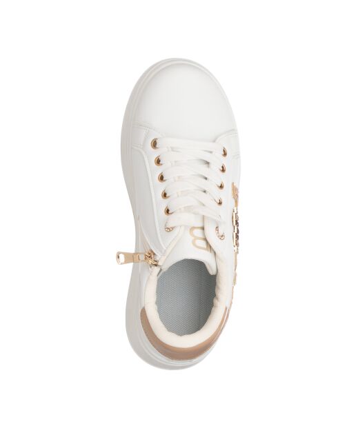 Julie sneakers van beige en wit leer