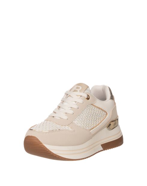 Sneakers Inès aus beigem Nubukleder