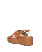 Sandales Charles en cuir raffia cognac - Talon : 7 cm