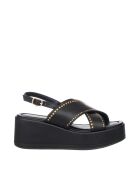 Sandales Romane en cuir noir élégant - Talon : 7 cm