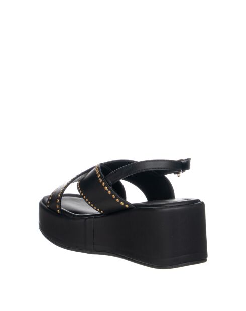Sandales Romane en cuir noir élégant - Talon : 7 cm