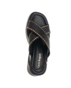 Sandales Romane en cuir noir élégant - Talon : 7 cm