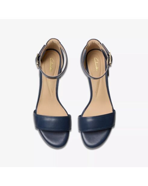 Sandalias Ezoria Mae de piel azul marino - Tacón 7cm