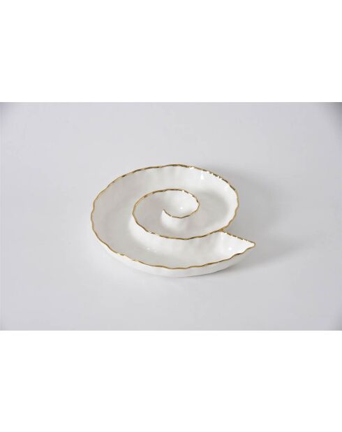Portofino spiraalvormige serveerschaal in wit en goud