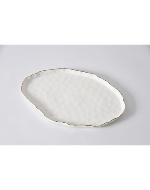 Grand plat ovale Portofino blanc et or