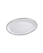 Plato ovalado blanco y dorado de Salerno, 47 x 35,6 x 5,1 cm